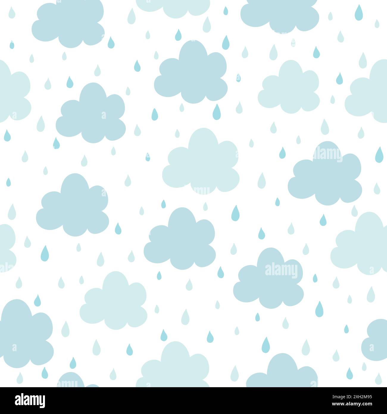 Seamless pattern with clouds and raindrops. Cute background for children. Vector illustration. Stock Vector