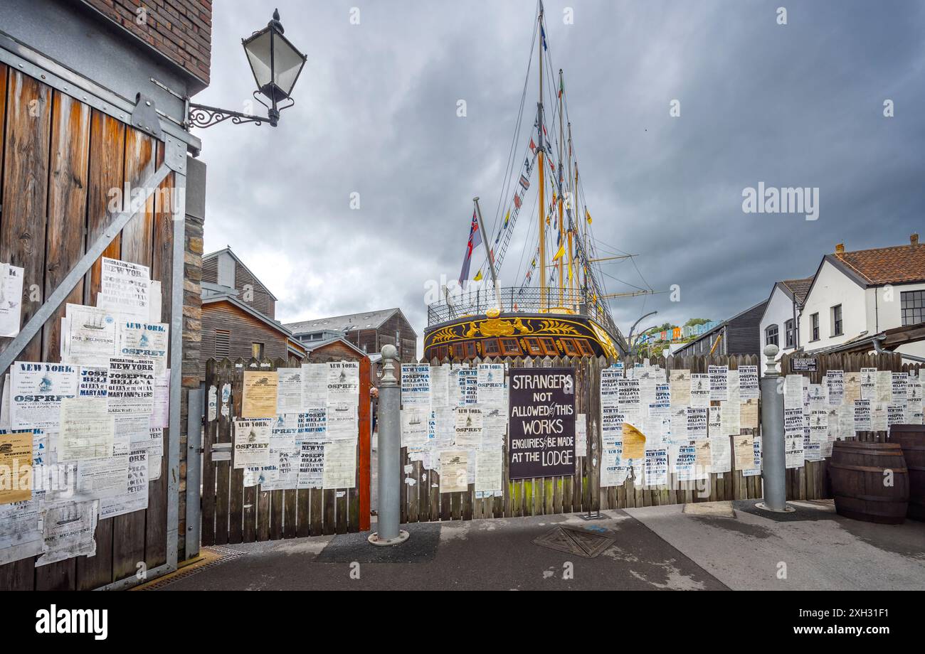 The SS GReat Britain behind wooden wall of vintage 19th century ...
