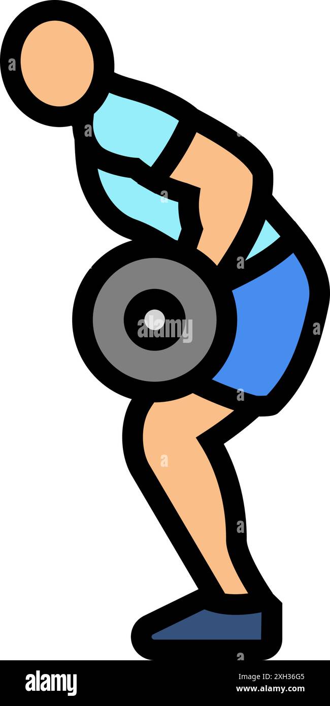 bent over rows arm fitness exercise color icon vector illustration ...
