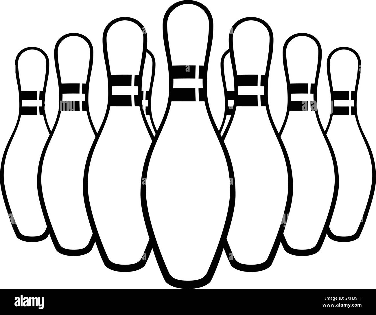 classic simple cartoon black white ten pin tenpin bowling pins group