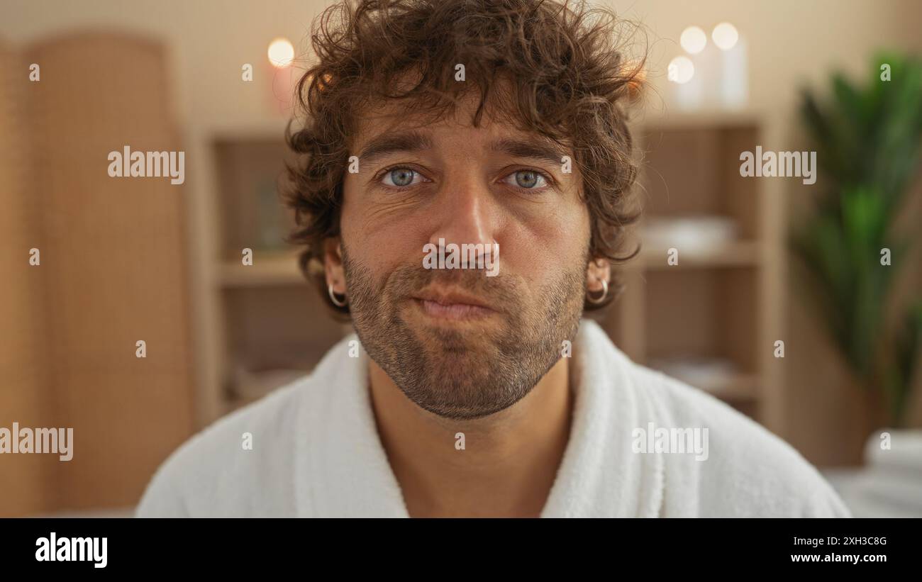 Curly handsome man in robe hi-res stock photography and images - Alamy
