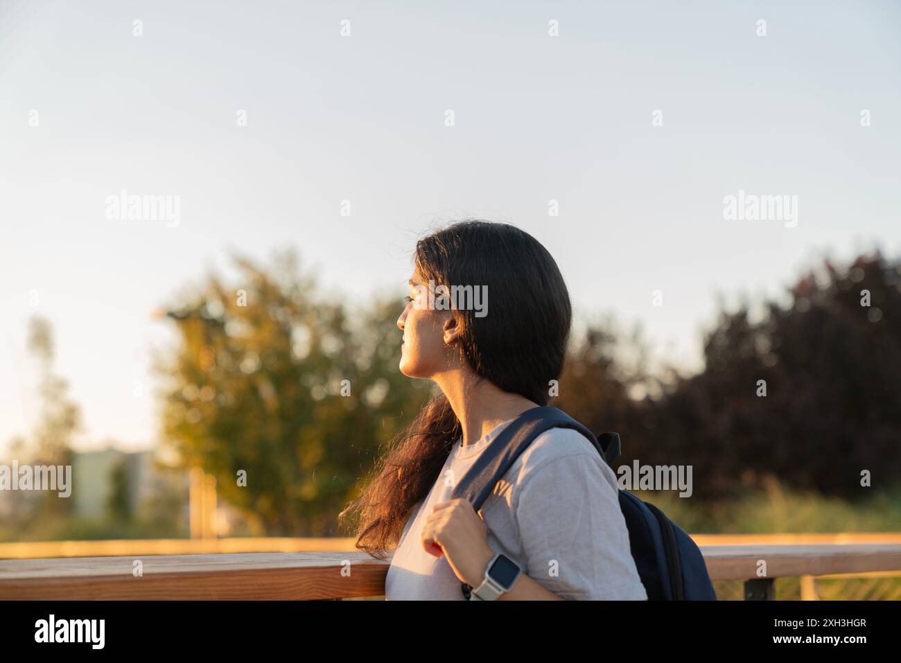 Asian woman smile face hiking hi-res stock photography and images - Alamy