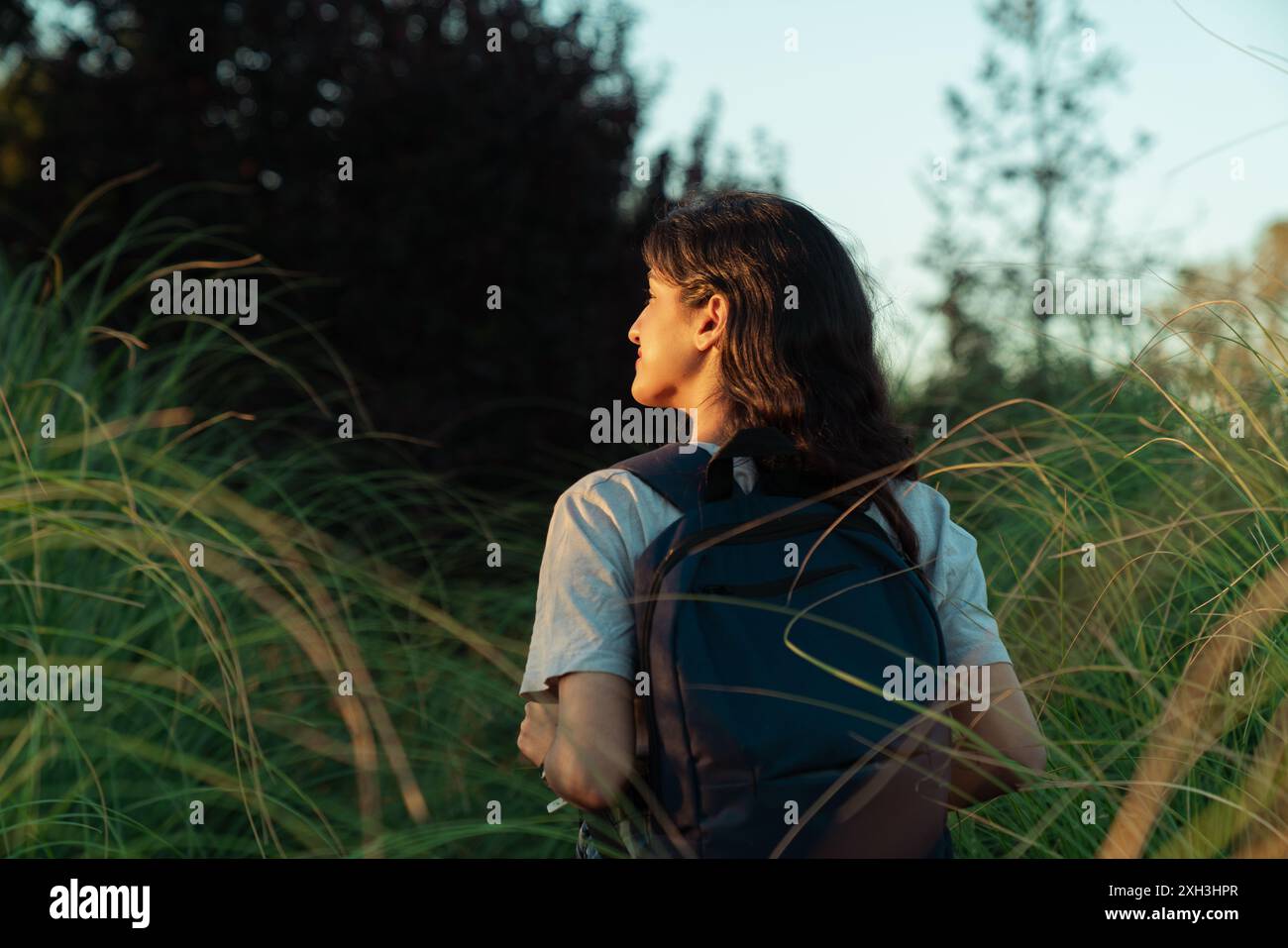 Asian woman smile face hiking hi-res stock photography and images - Alamy