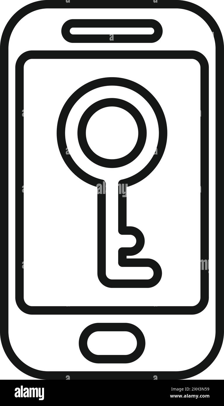 Smartphone is showing a key icon, representing mobile security and data protection Stock Vector