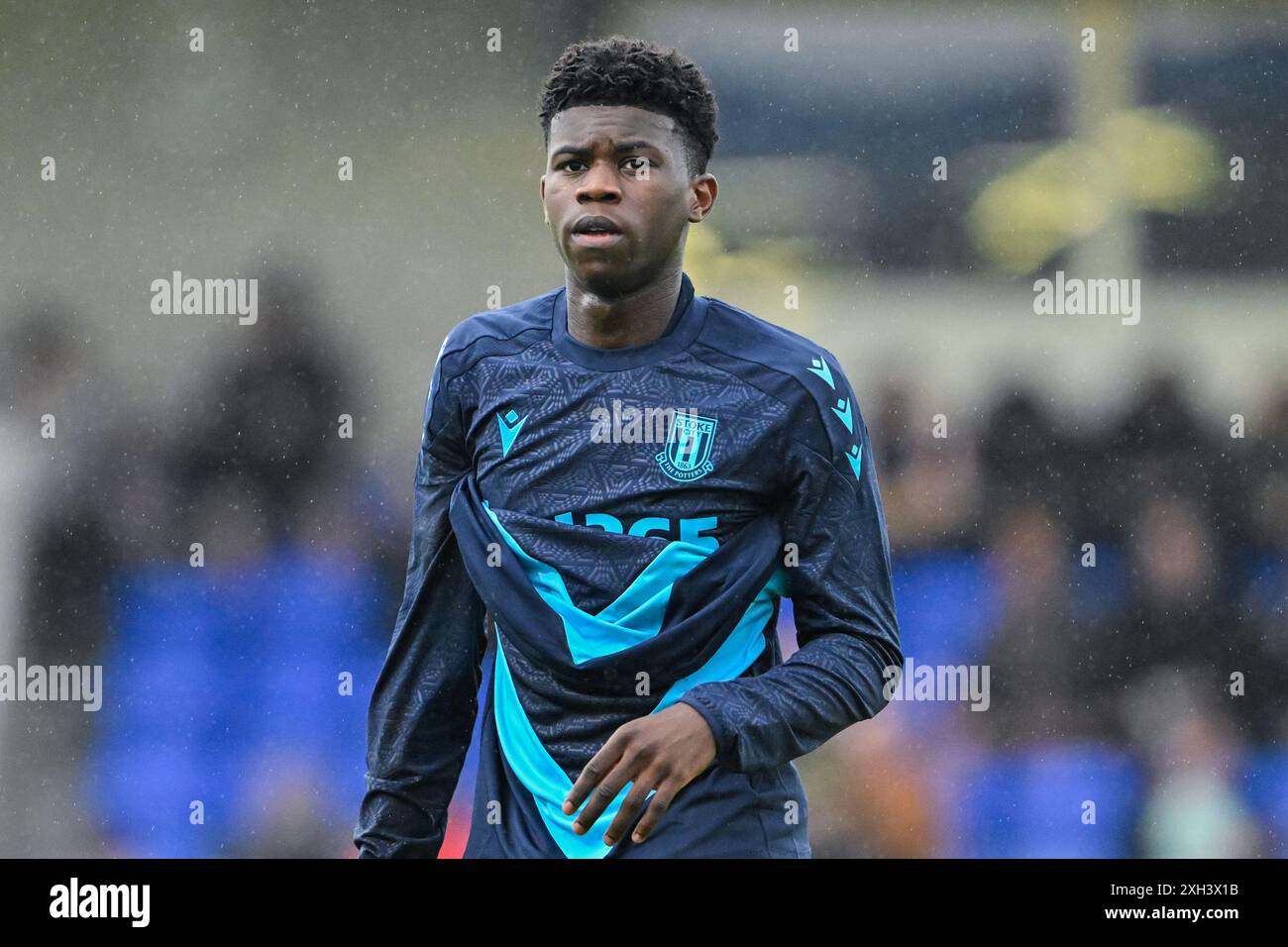 Sol Sidibe of Stoke City warms up ahead of the Pre-season friendly match Chester vs Stoke City at Deva Stadium, Chester, United Kingdom. 11th July, 2024. (Photo by Cody Froggatt/News Images) in
