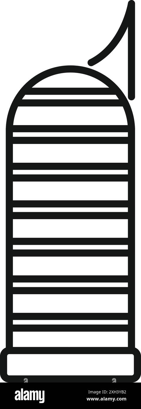 Simple line icon of a skyscraper with an antenna on top, representing ...