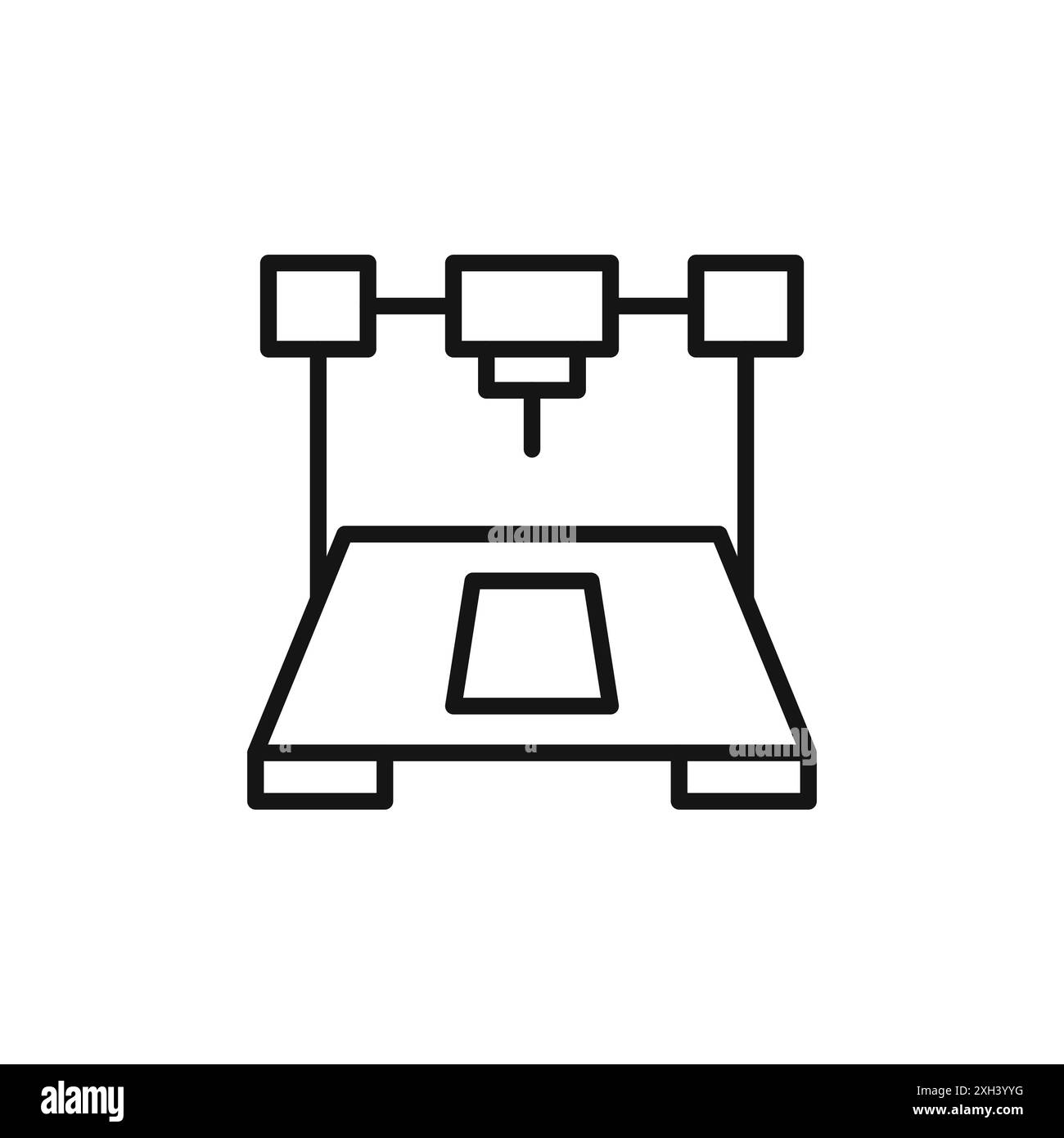 3d printer icon logo sign vector outline in black and white color Stock Vector