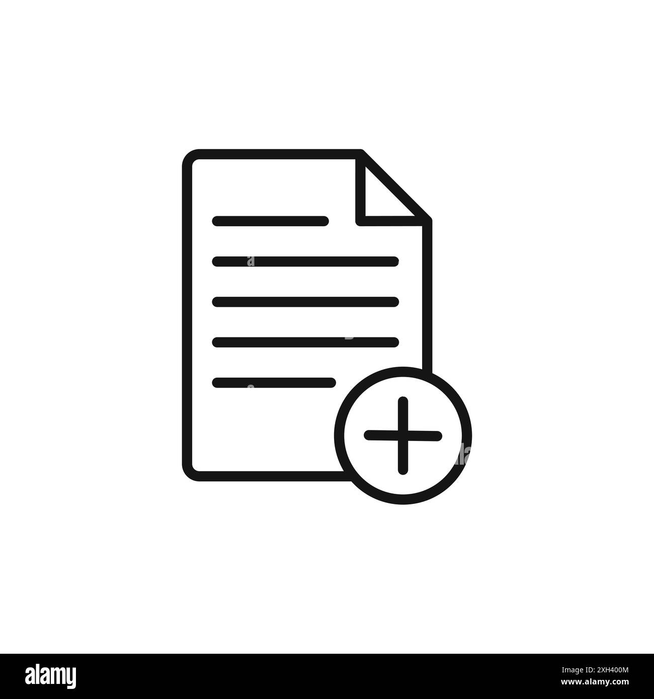 Add new document icon logo sign vector outline in black and white color Stock Vector