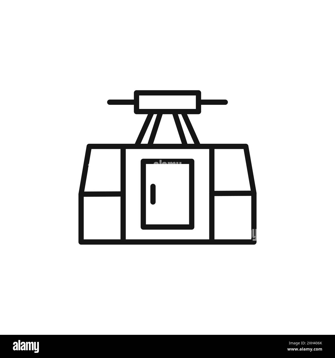 aerial tramway icon logo sign vector outline in black and white color Stock Vector