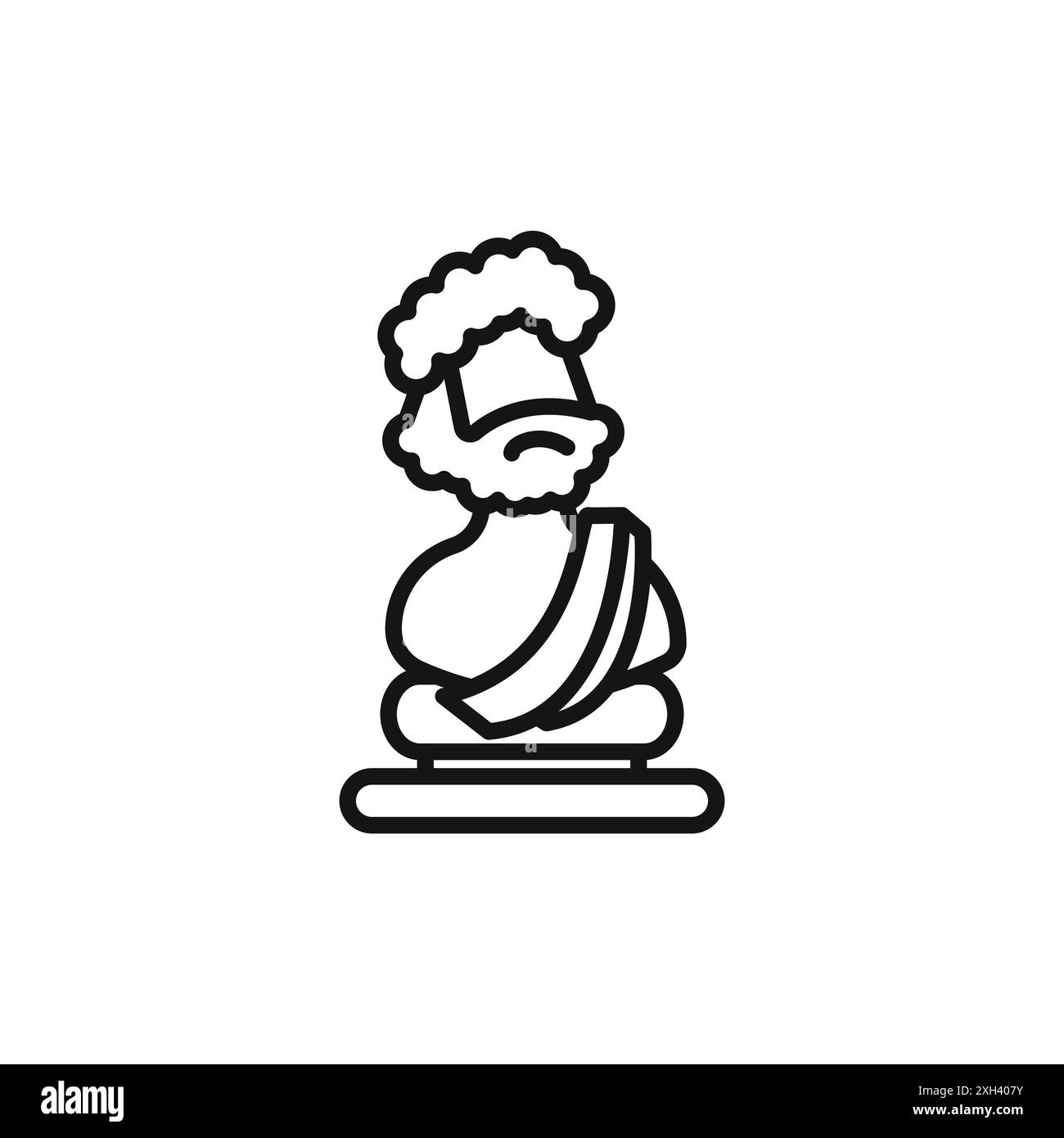 Ancient statue icon logo sign vector outline in black and white color Stock Vector