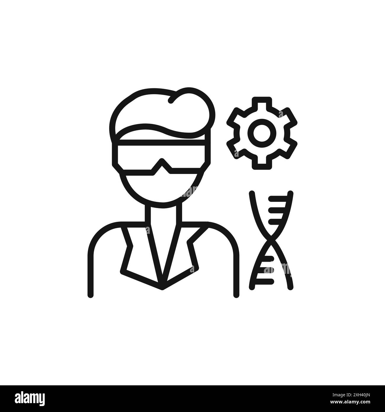 Biomedical engineer icon logo sign vector outline in black and white color Stock Vector