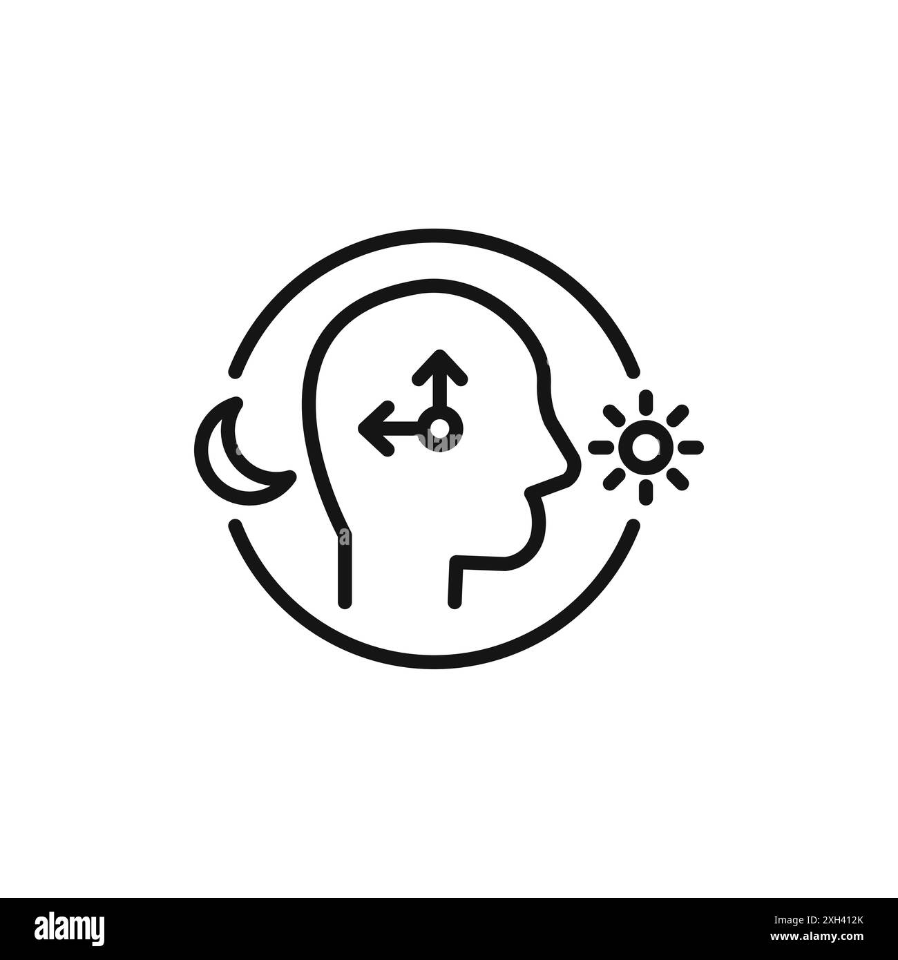Circadian rhythms icon logo sign vector outline in black and white color Stock Vector