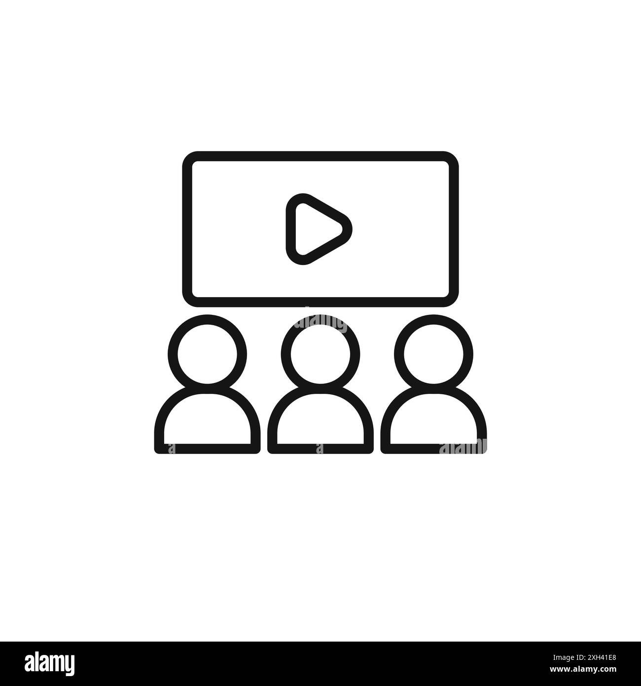 cinema audience icon logo sign vector outline in black and white color Stock Vector