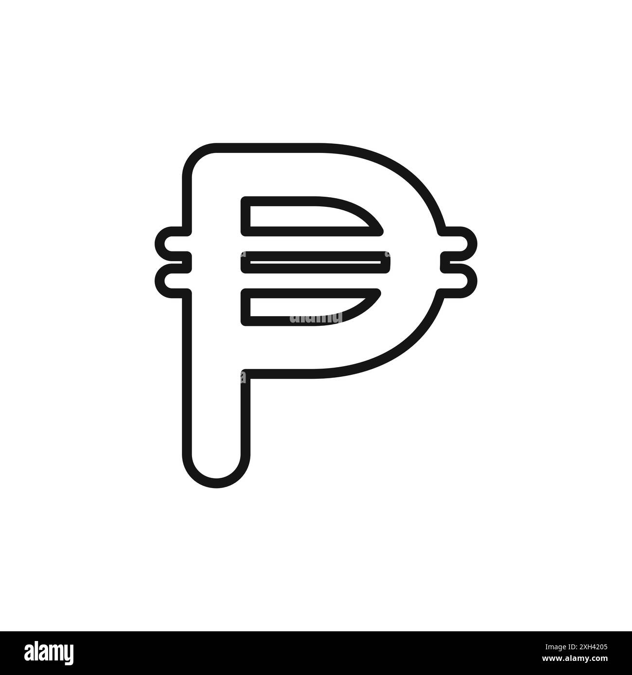 Cuba peso icon logo sign vector outline in black and white color Stock Vector