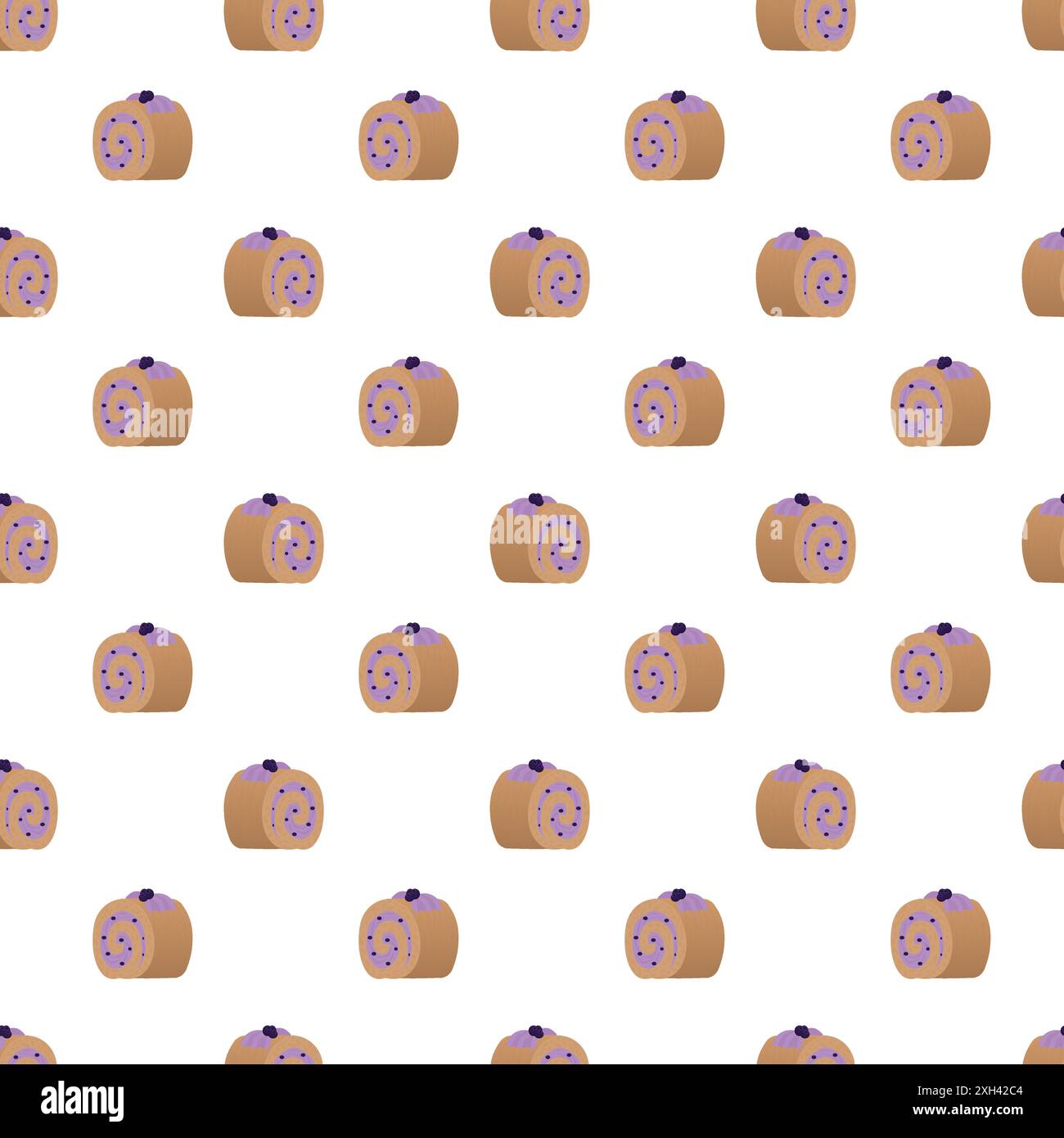Sponge roll with blueberry jam. Seamless pattern.  Stock Vector