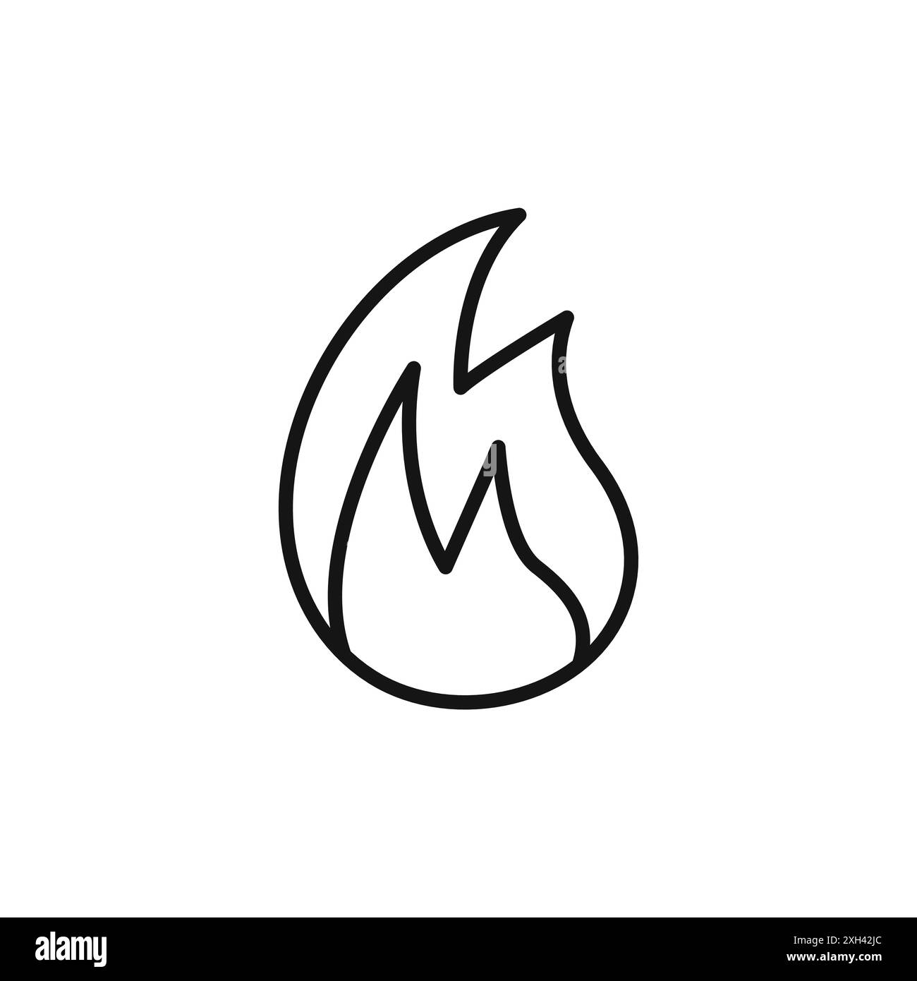 Flame fire icon logo sign vector outline in black and white color Stock ...