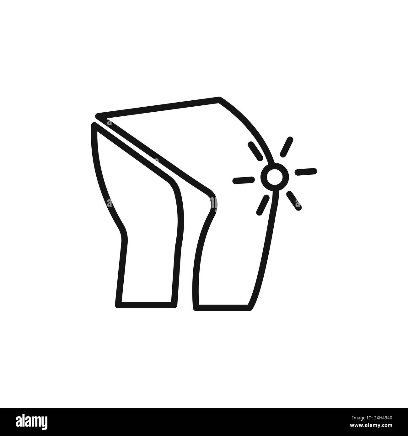 Knee pain icon logo sign vector outline in black and white color Stock ...