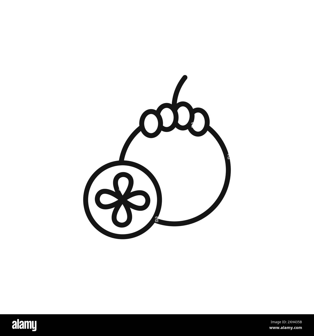 Mangosteen icon logo sign vector outline in black and white color Stock