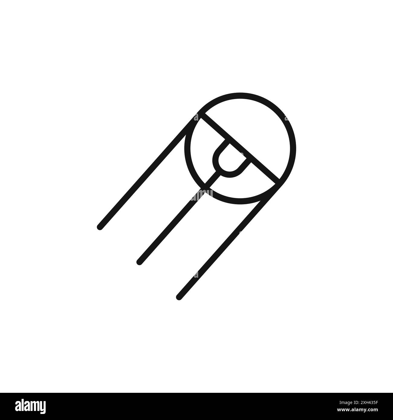 Linear sputnik icon logo sign vector outline in black and white color ...