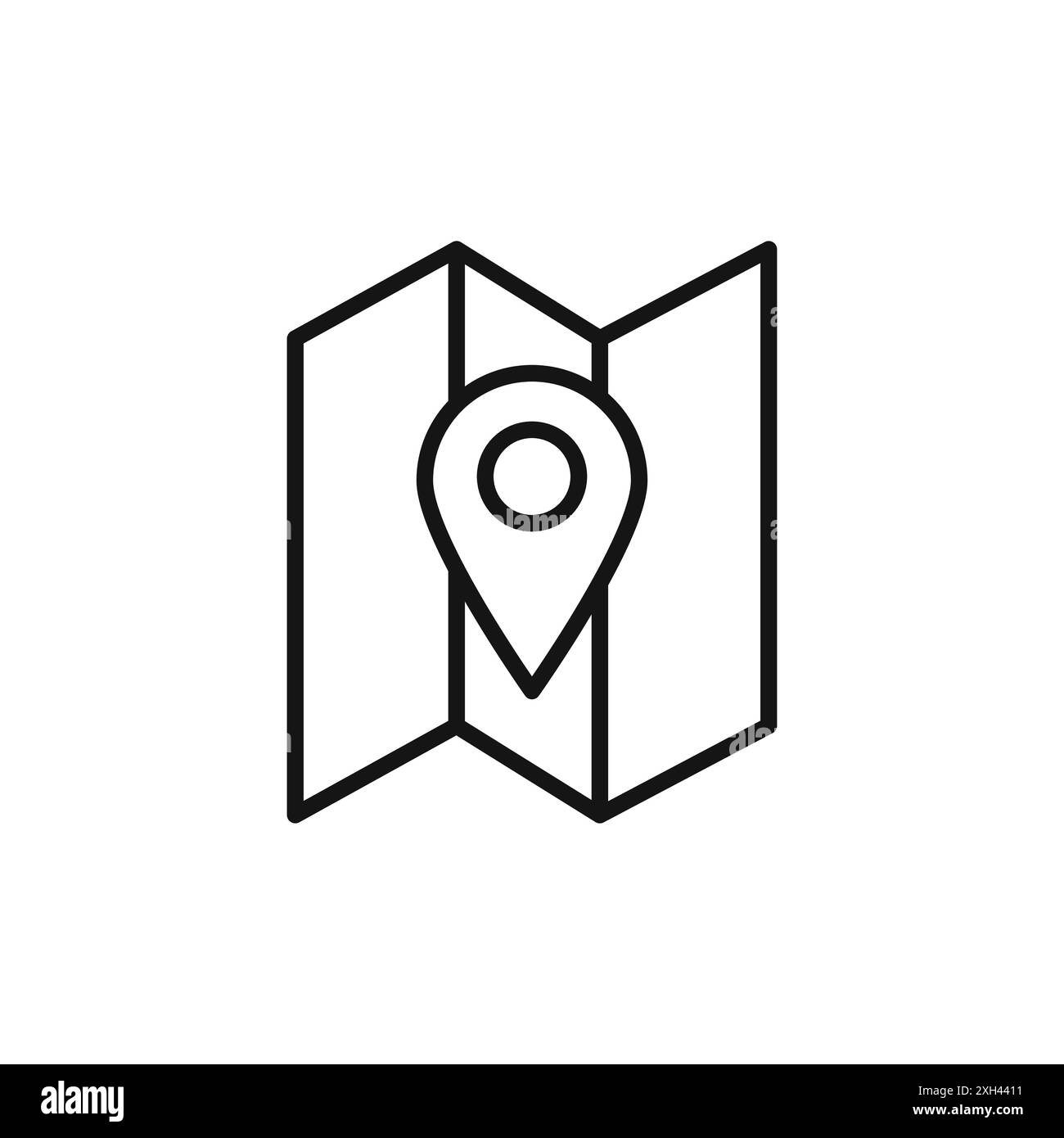 Pin on a map icon logo sign vector outline in black and white color ...