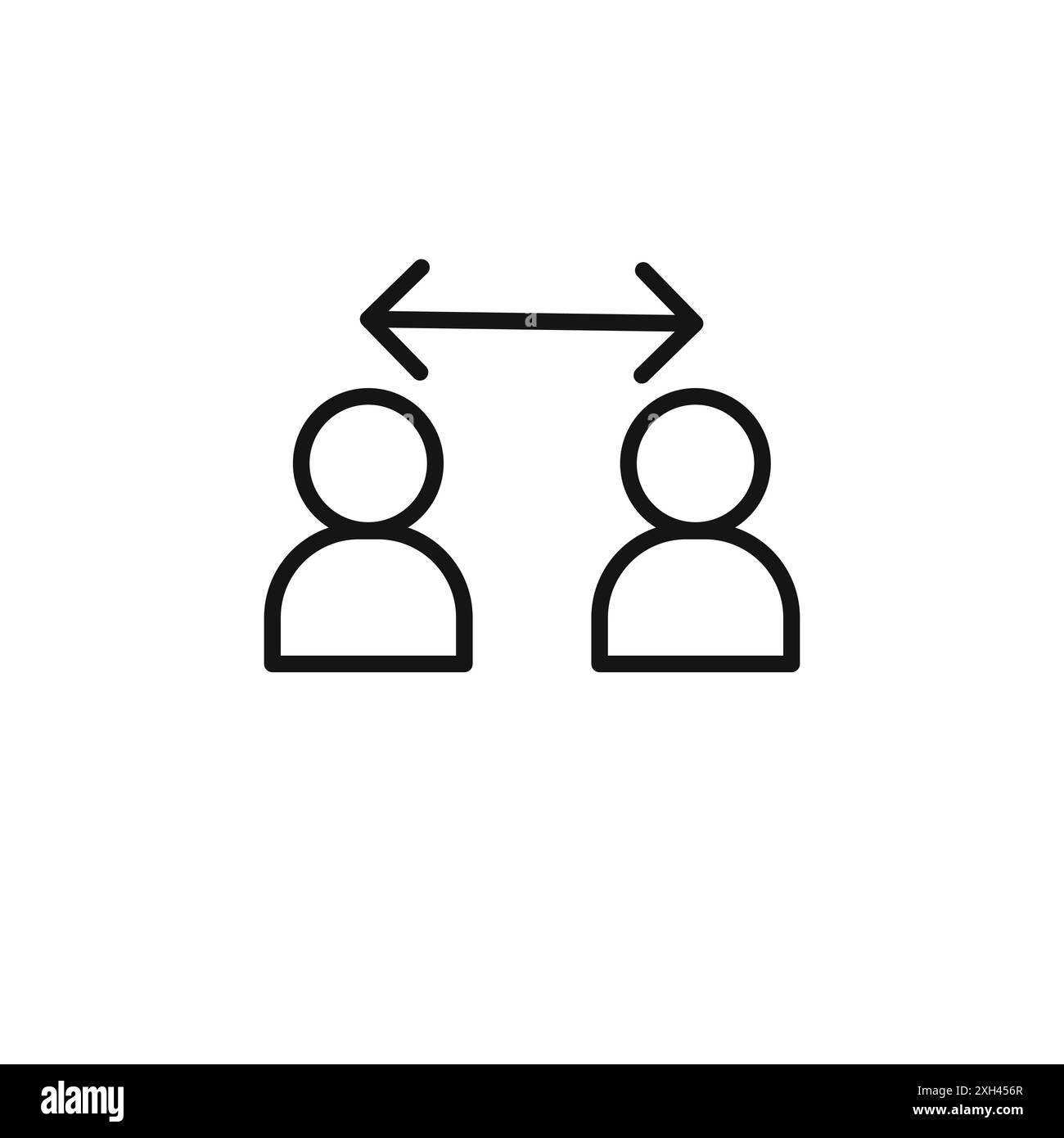 Social distancing icon logo sign vector outline in black and white ...