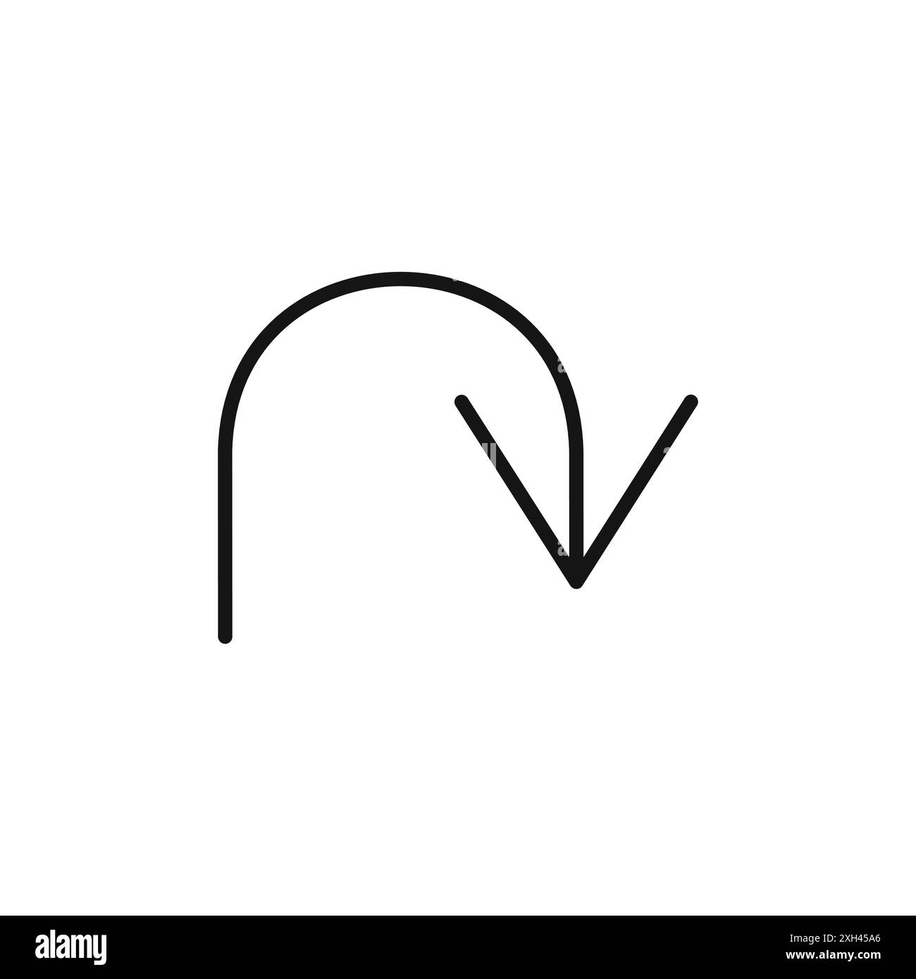 u turn arrow icon logo sign vector outline in black and white color Stock Vector