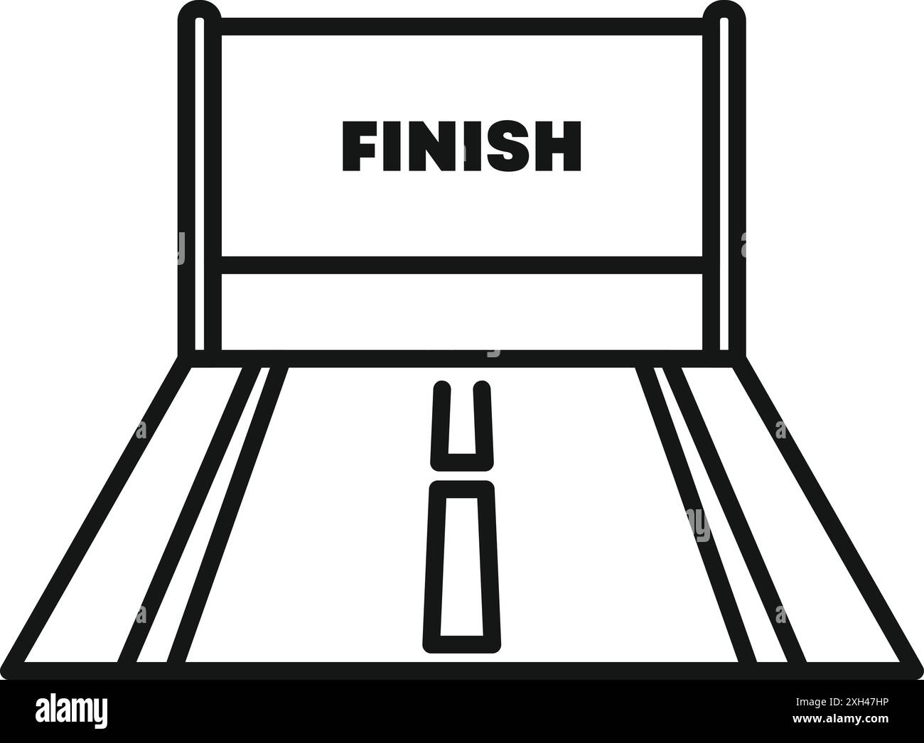 Simple line drawing of a road leading to a finish line, representing ...