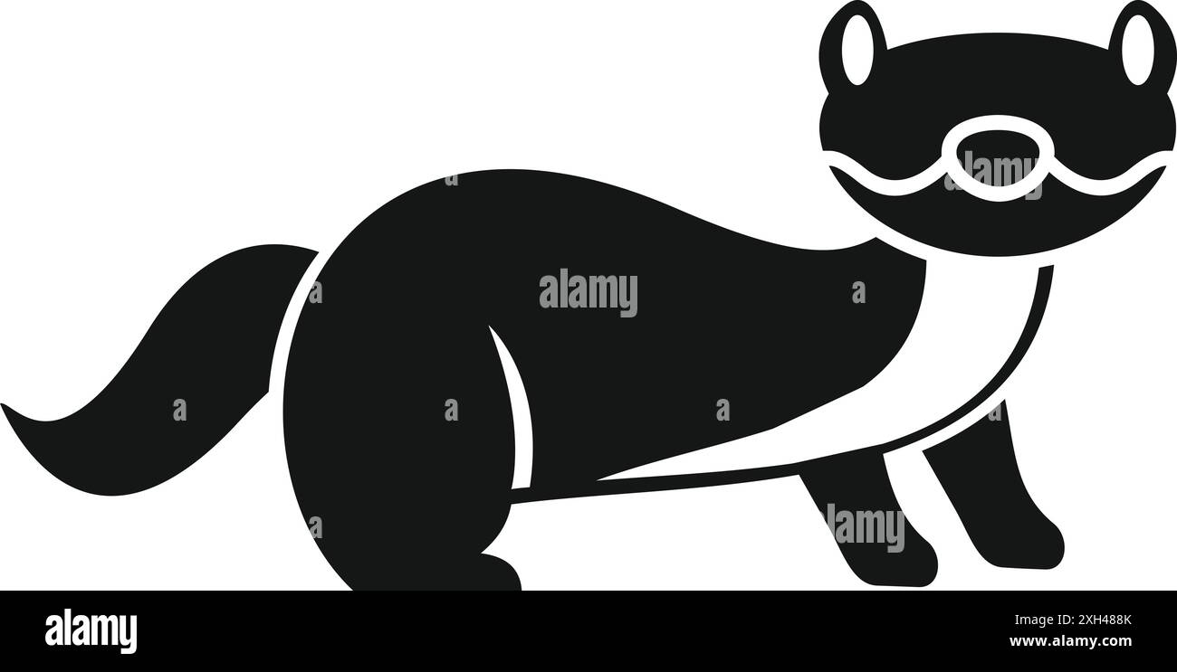 Black ferret standing side view simple icon logo representing wildlife ...