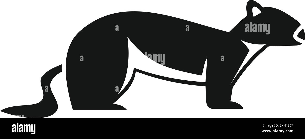 Black and white tasmanian devil standing side view icon in simple style ...