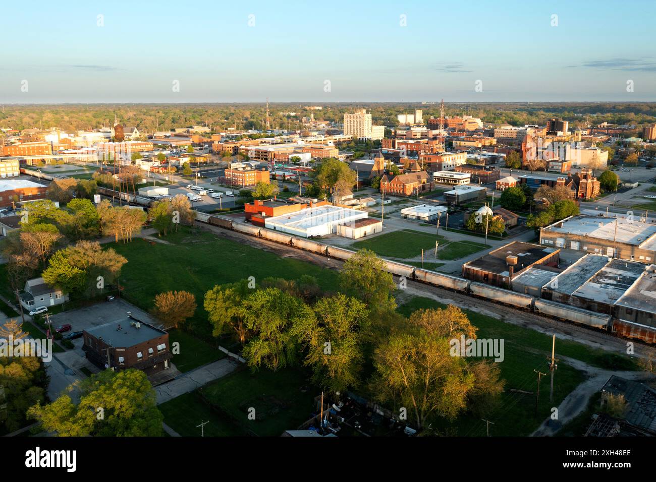 Aerial view of downtown Decatur, Illinois Stock Photo