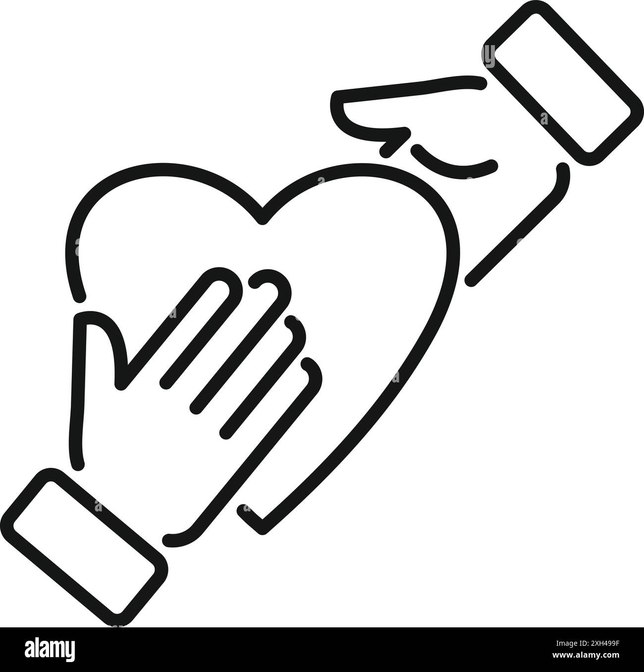 Two business people are holding a heart, representing the concept of teamwork Stock Vector