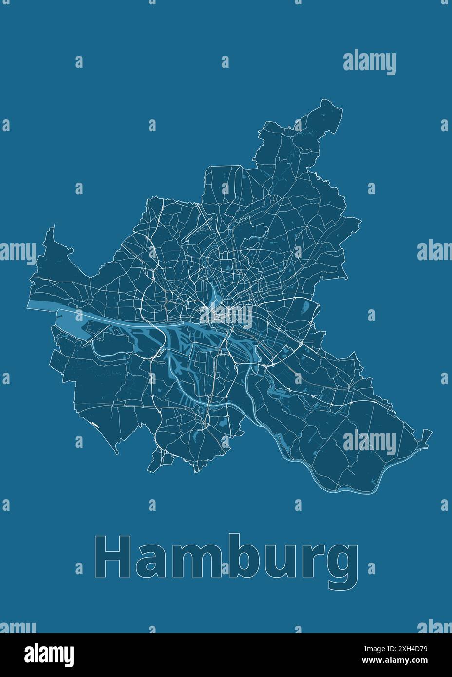 Hamburg, Germany map blueprint poster art Stock Vector Image & Art - Alamy