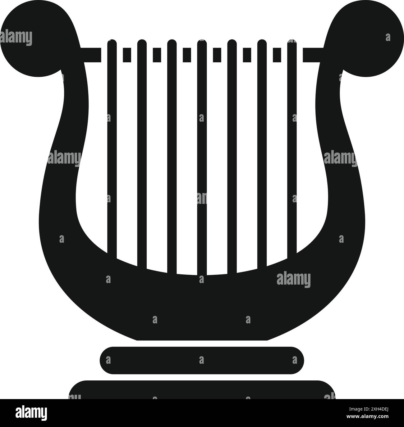 This black and white illustration represents an ancient lyre, evoking the world of classical music and history Stock Vector