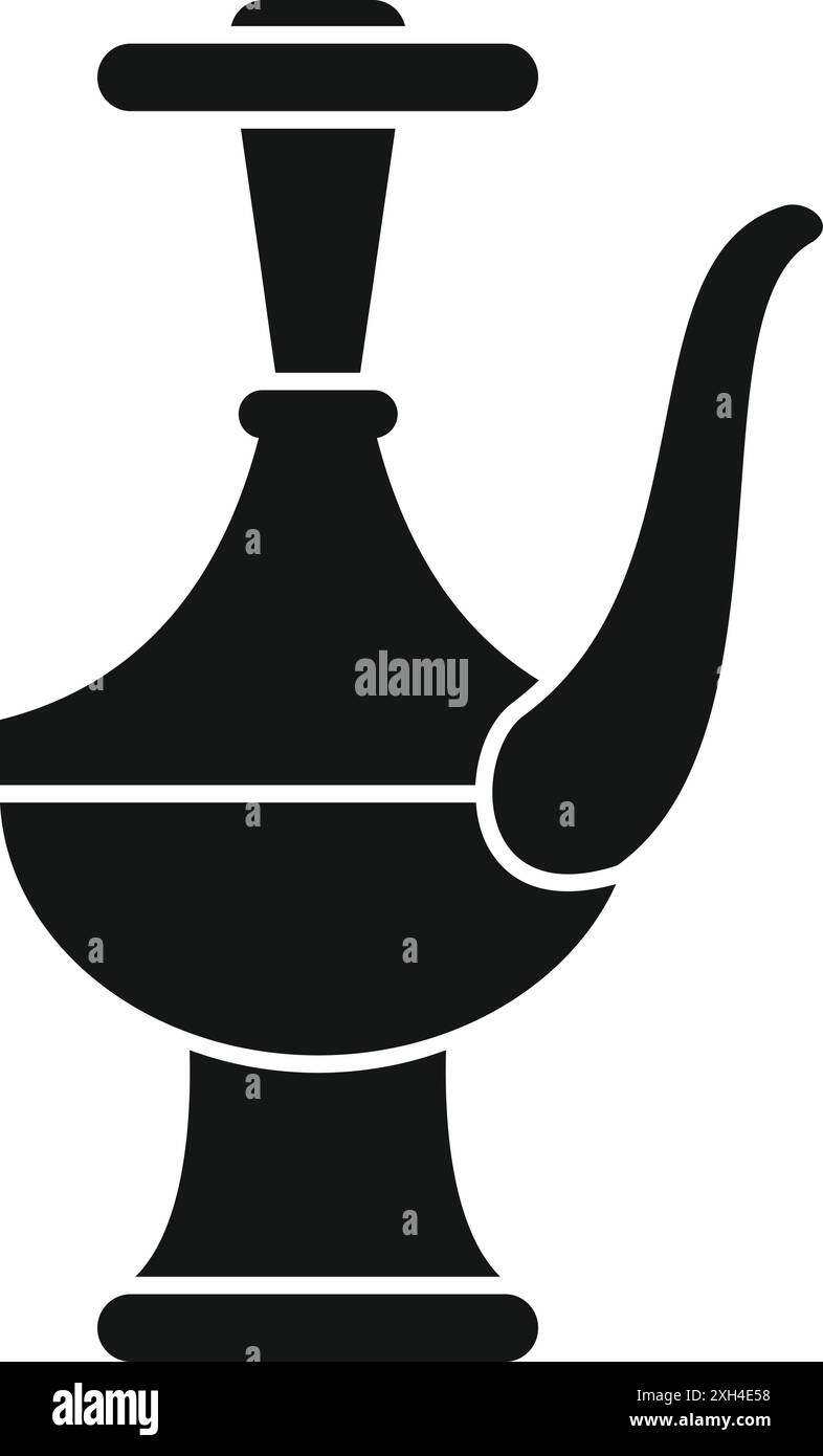 Simple black and white icon of a dallah, a traditional arabic coffee pot, showcasing a symbol of hospitality and cultural heritage Stock Vector