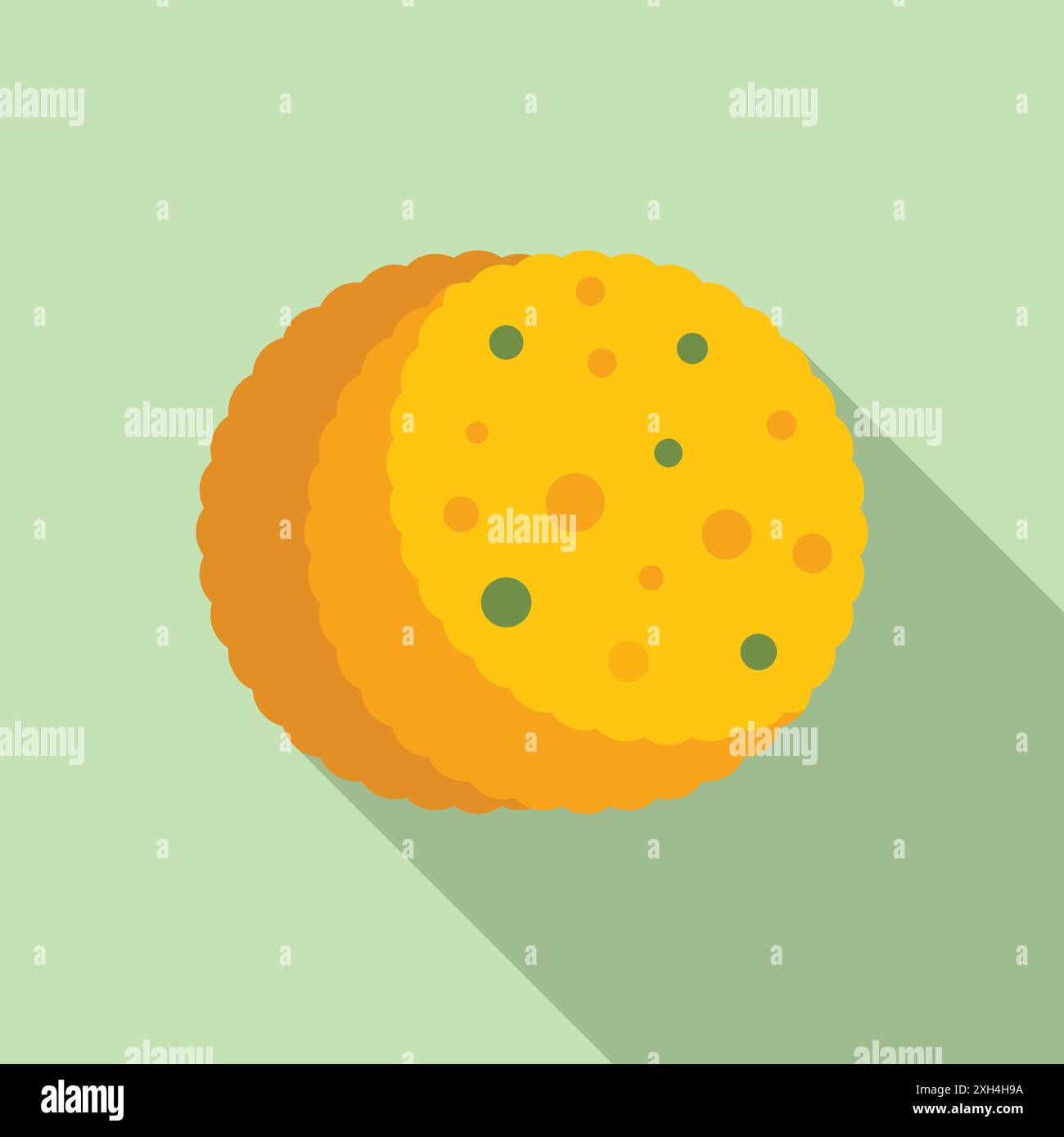 Round cracker icon flat, showing a baked snack or biscuit Stock Vector