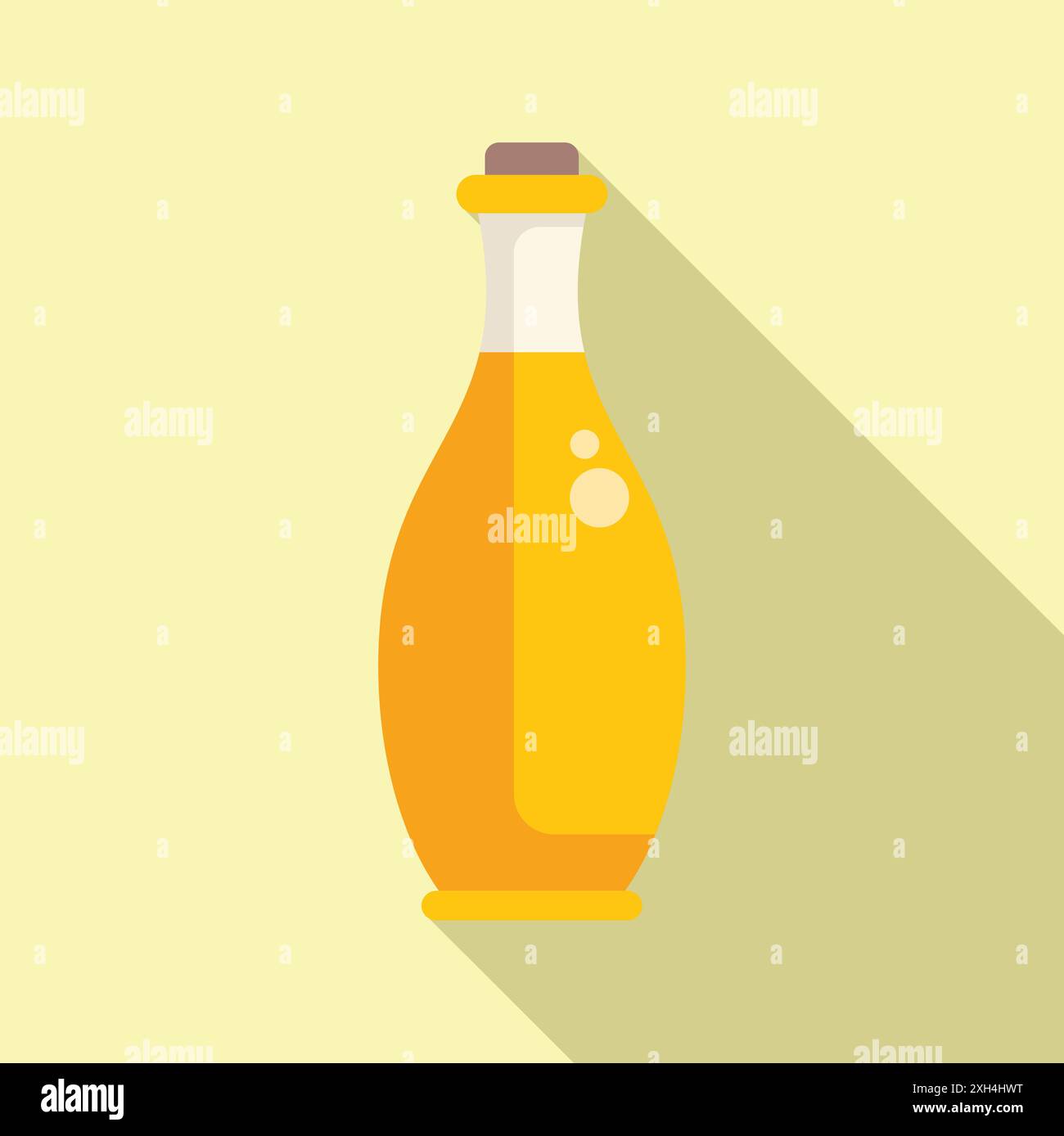 Yellow glass bottle containing cooking oil illustration with long shadow Stock Vector