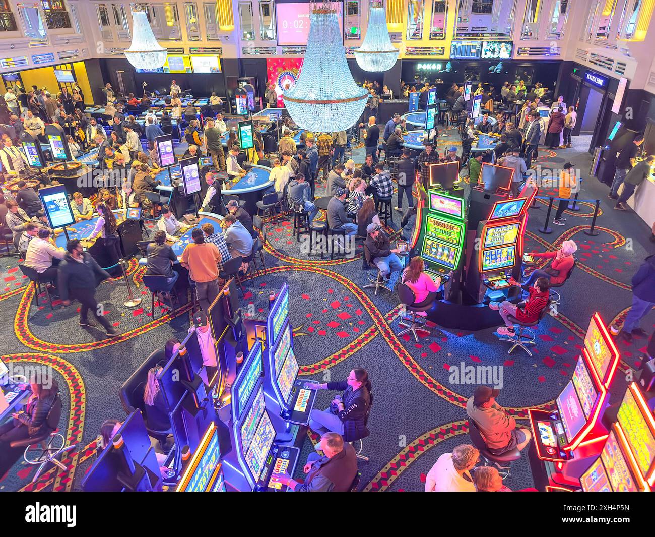 Gaming floor, Christchurch Casino, Christchurch Central, Christchurch (Ōtautahi), Canterbury, New Zealand Stock Photo