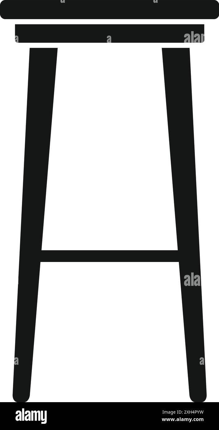 Simple wooden bar stool standing on white background, icon illustration ...