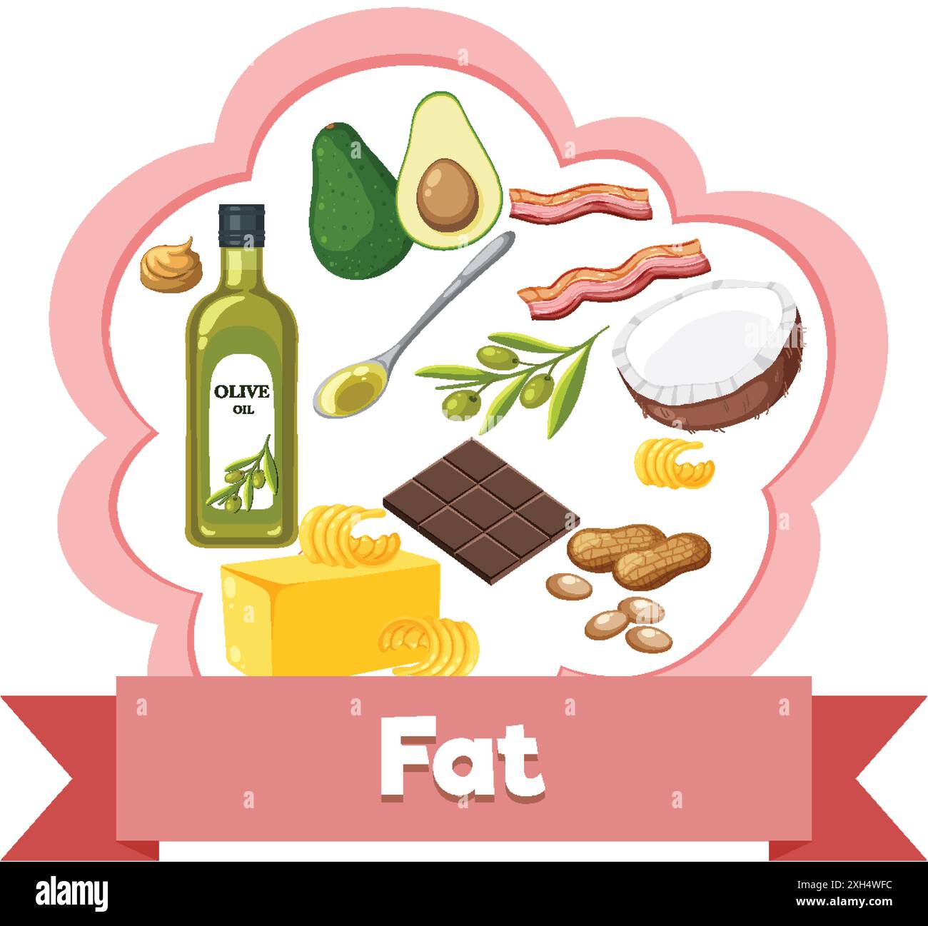 Illustration Of Various Healthy Fat Sources Stock Vector Image & Art 