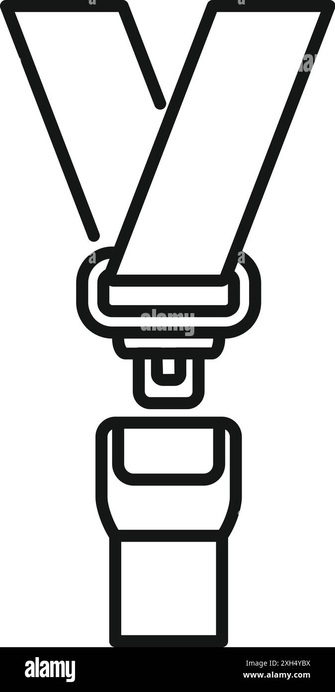 Black outline icon for a seat belt that is fastened, promoting road safety Stock Vector