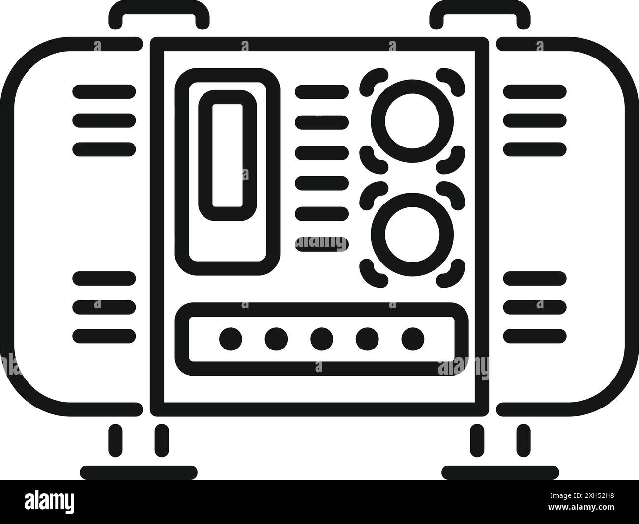 Line drawing of an electric control panel with buttons and a screen ...