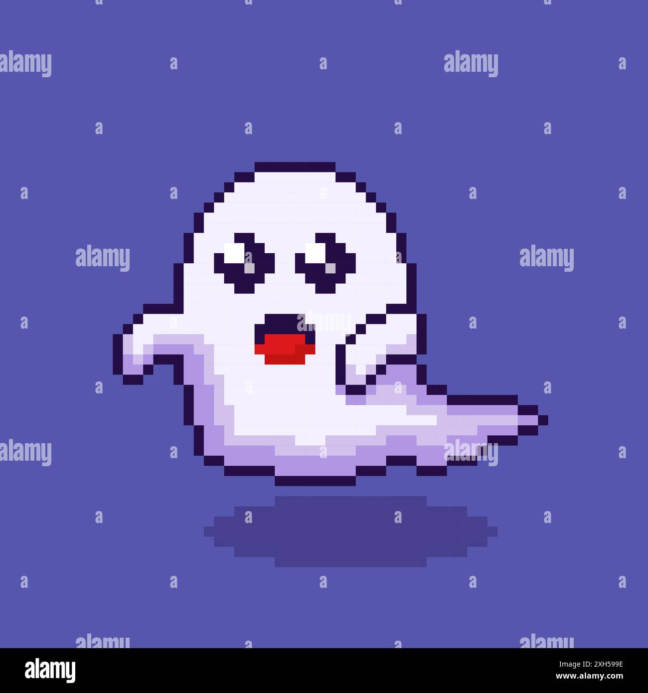 Vector Illustration of cute ghost with Pixel Art Design, perfect for game assets themed designs Stock Vector