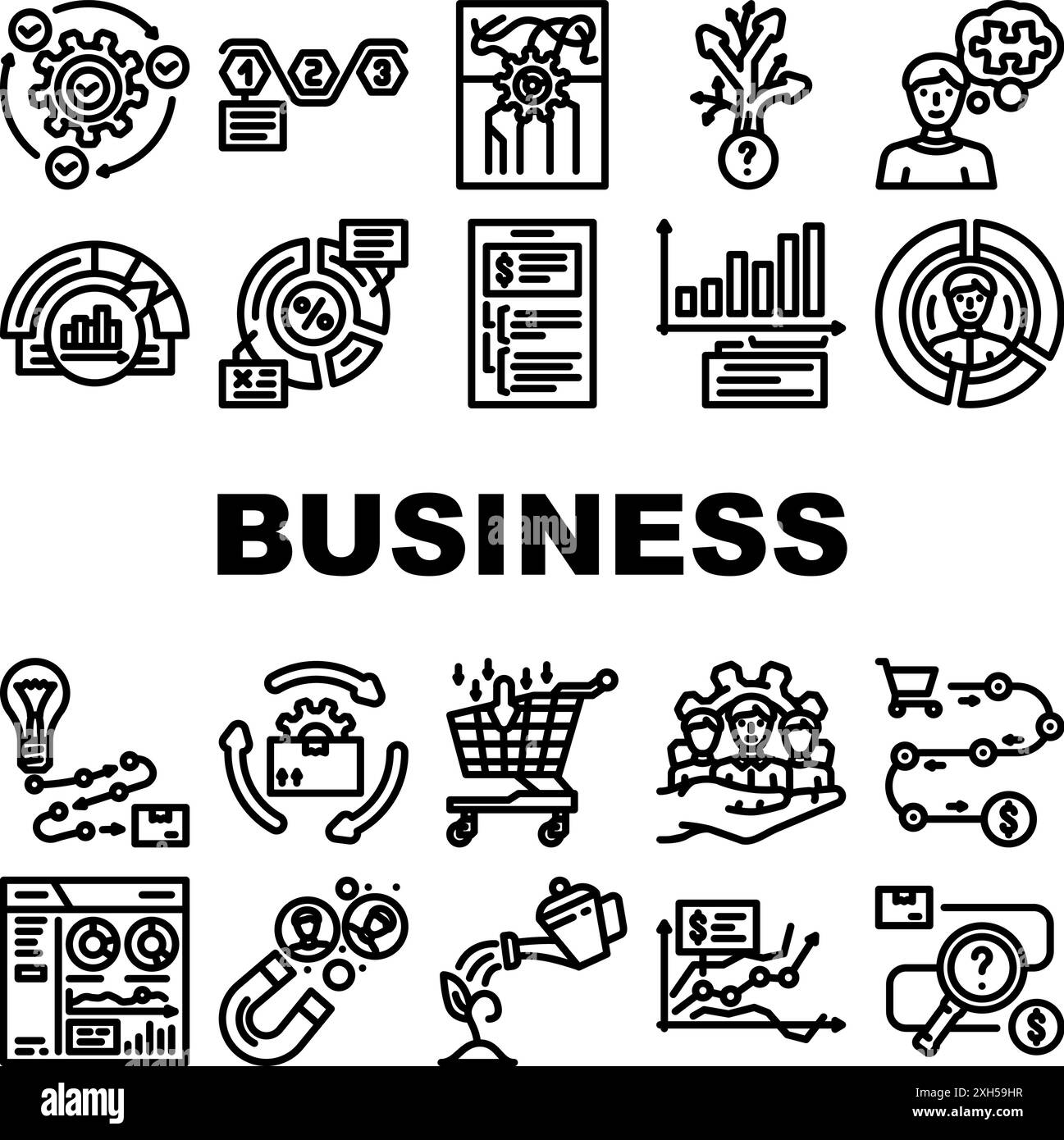 business process technology chart icons set vector Stock Vector Image