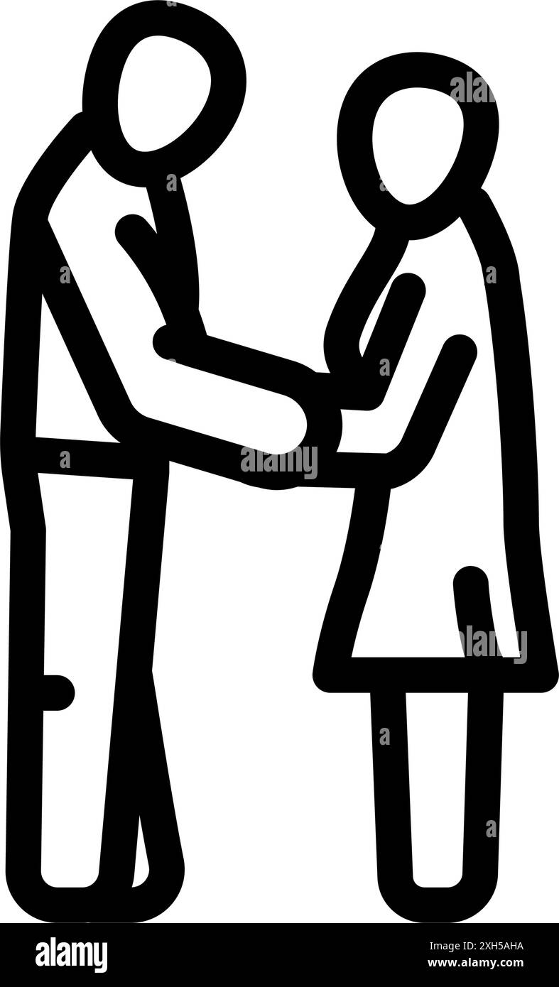couple holding hands love line icon vector illustration Stock Vector ...