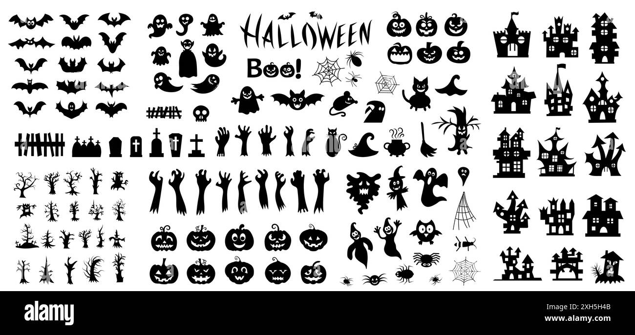 Big set of silhouettes of Halloween Stock Vector Image & Art - Alamy