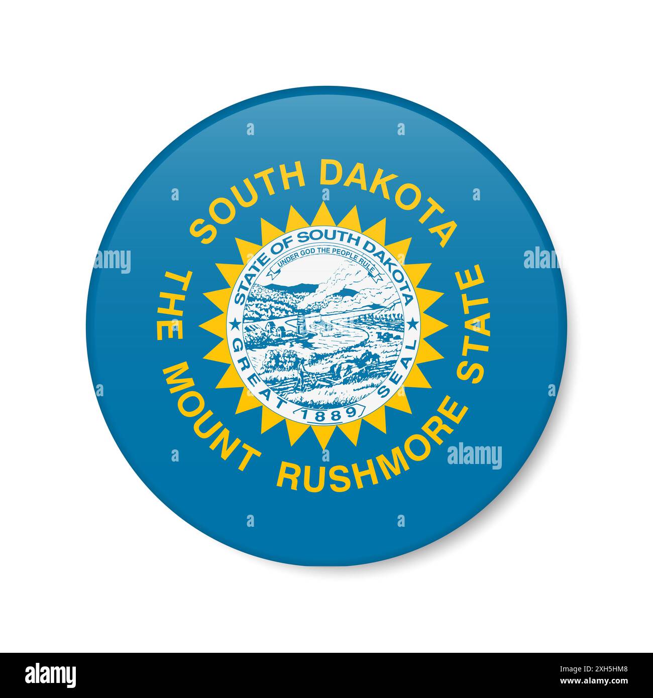 South Dakota flag circle button icon, US state round badge with shadow ...