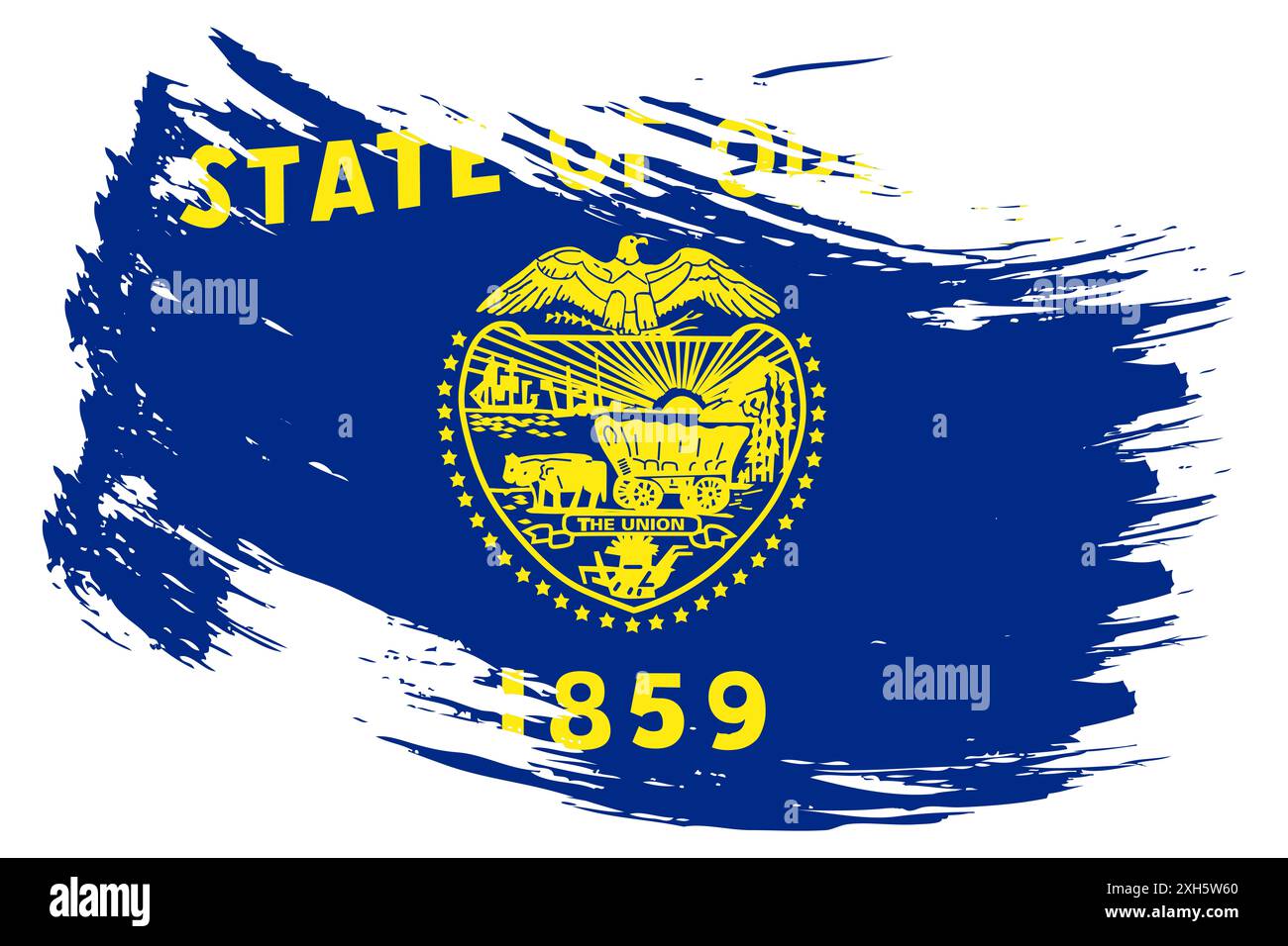 Oregon US State brush stroke flag background. Hand drawn grunge style ...