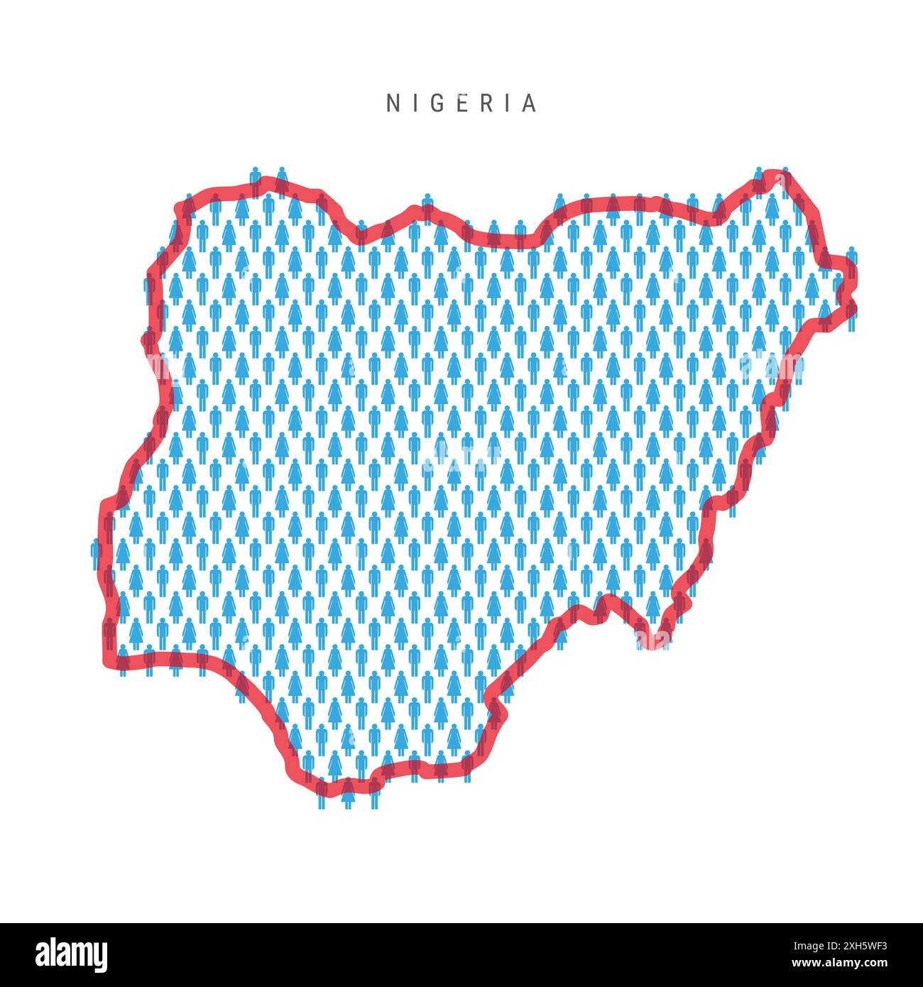 Nigeria Population Map Stick Figures Nigerian People Map With Bold Red