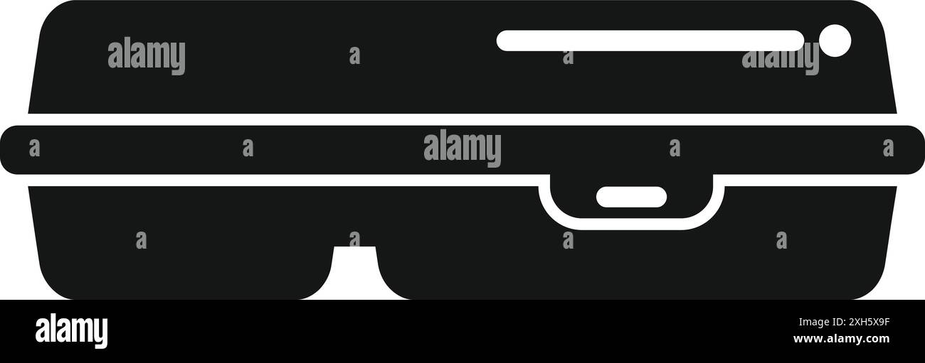 Simple black icon of a closed plastic container for delivering food ...