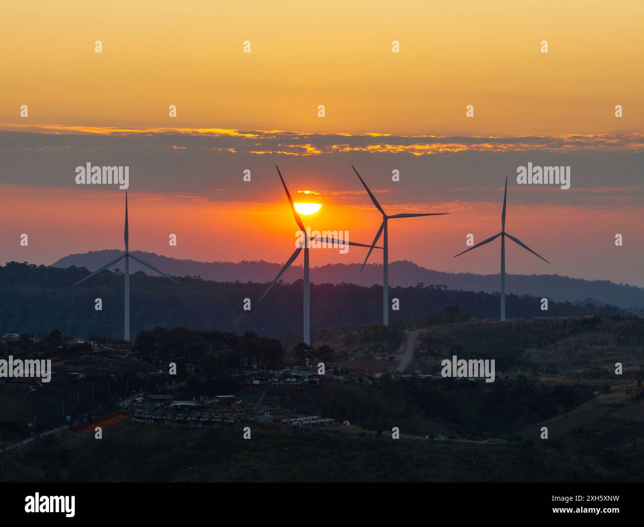 Wind turbines silhouette sunset hi-res stock photography and images - Alamy